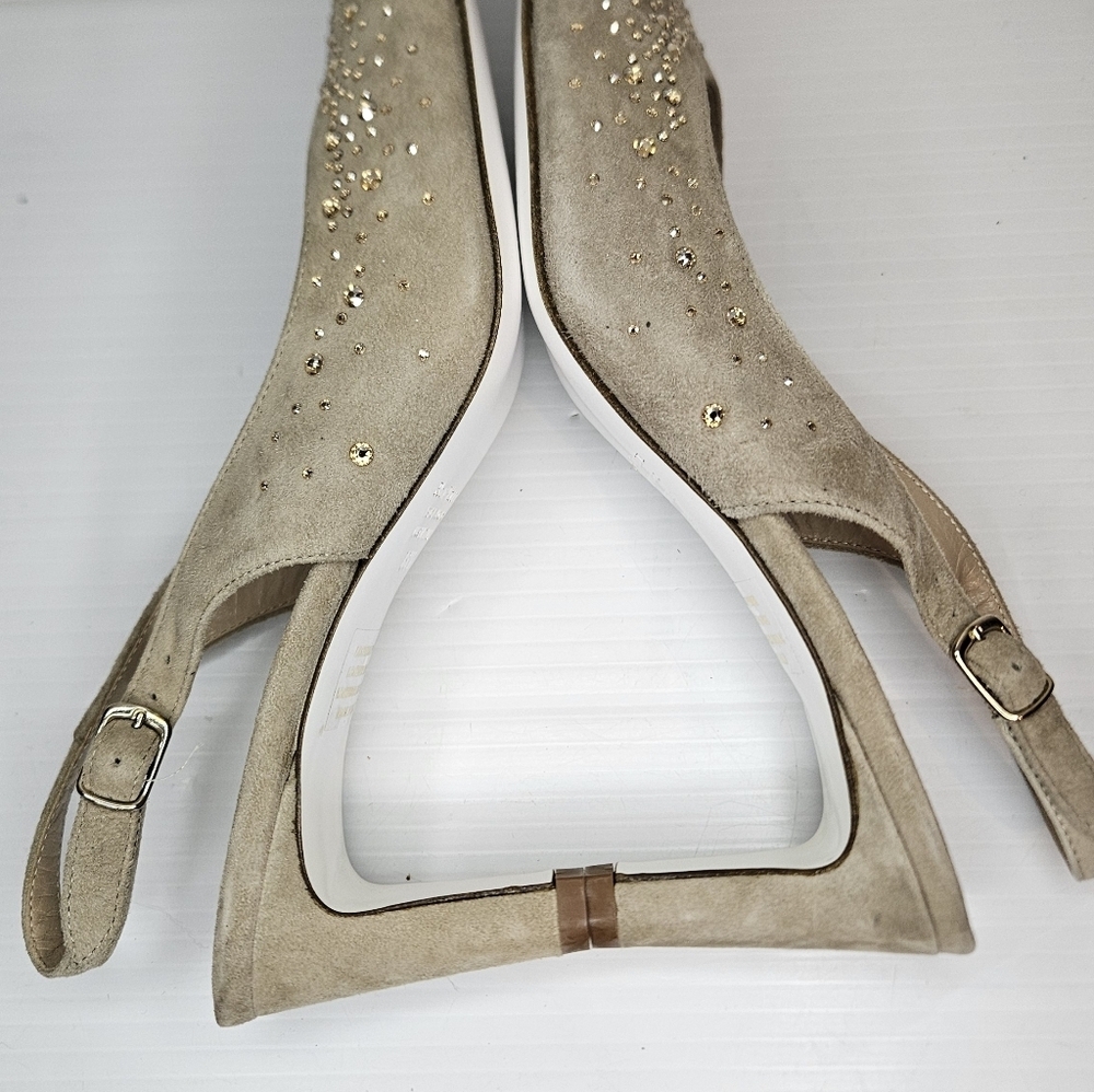 Ron White "Vivian Crystal" Fawn Amber Slingback – Size 36.5, New, Without Box - Picture 10 of 12